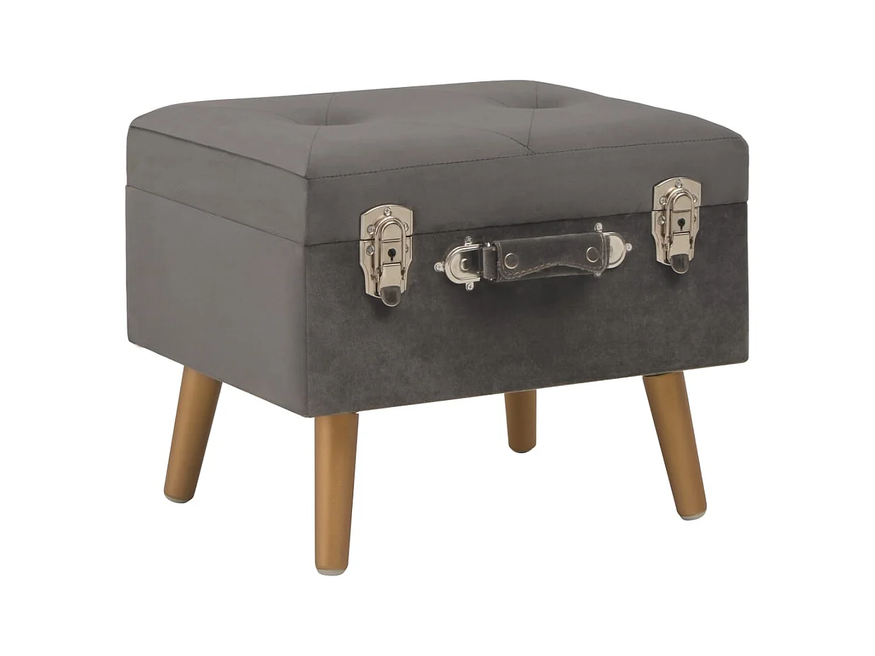 40 cm grauer Samthocker mit Stauraum