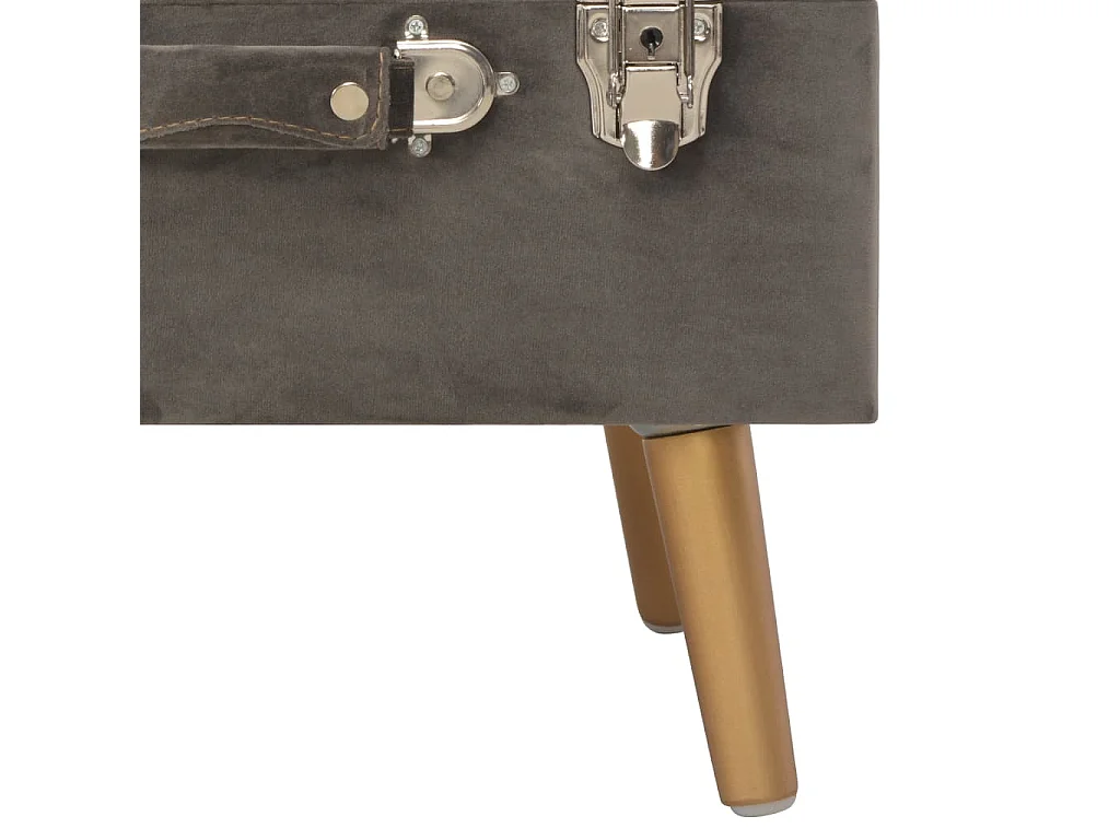 Sgabello contenitore in velluto grigio da 40 cm