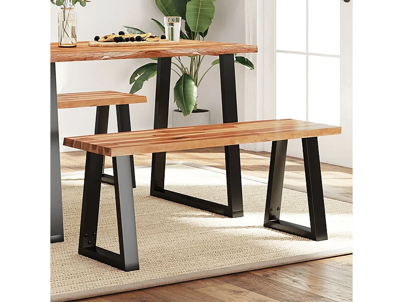 Banco con borde vivo 110 cm madera maciza de acacia