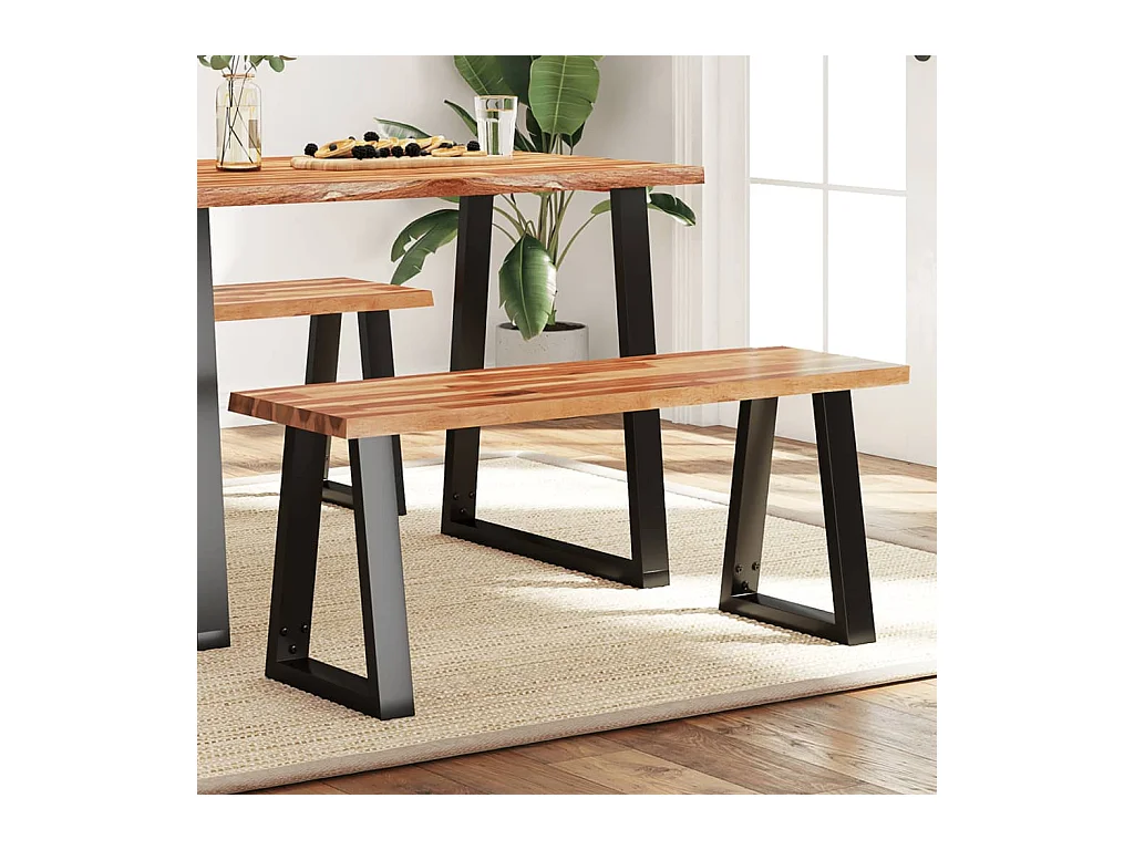 Bank mit Baumkante 110 cm massives Akazienholz