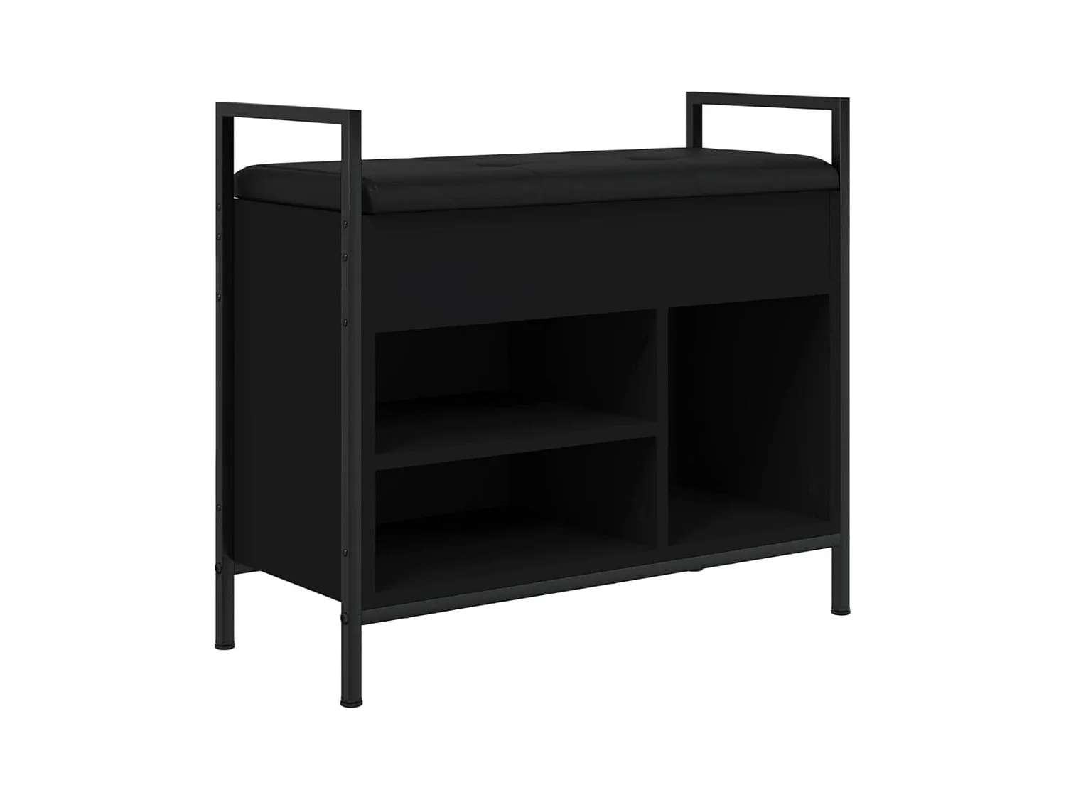 Panca portascarpe nera 65,5x32x57,5 cm in legno ingegnerizzato