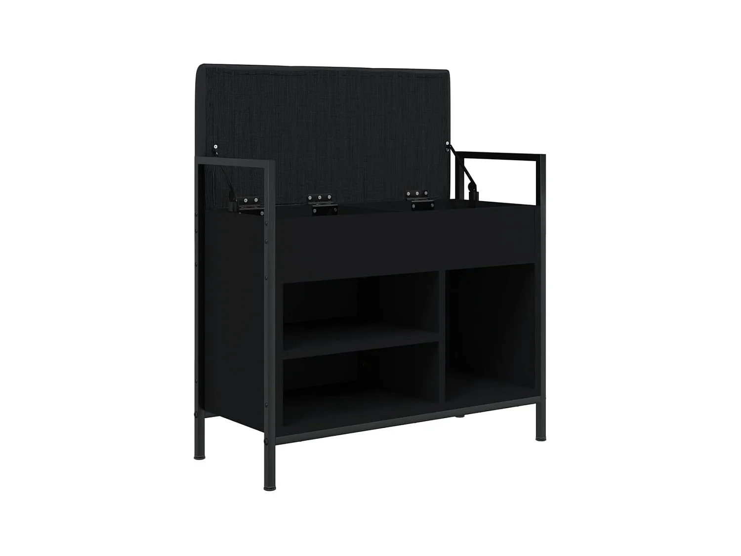 Panca portascarpe nera 65,5x32x57,5 cm in legno ingegnerizzato