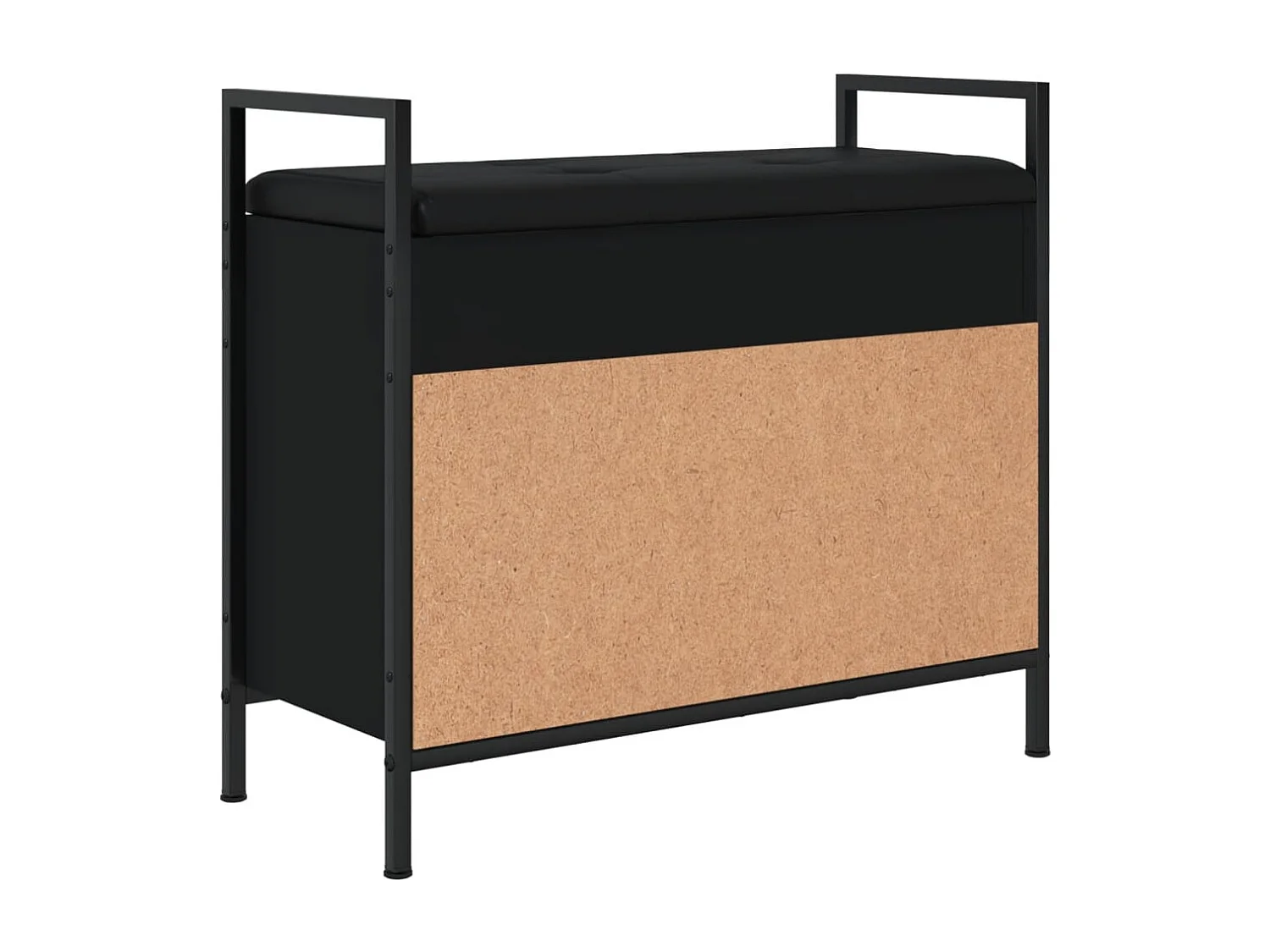 Banco zapatero negro 65,5x32x57,5 cm madera de ingeniería