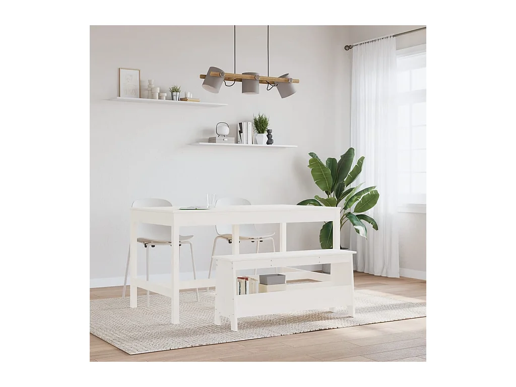 Banc d'entrée blanc 100x28x45 cm bois de pin massif