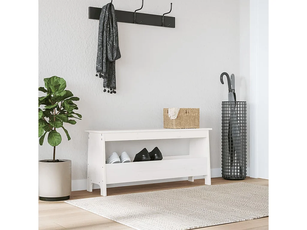Banc d'entrée blanc 100x28x45 cm bois de pin massif