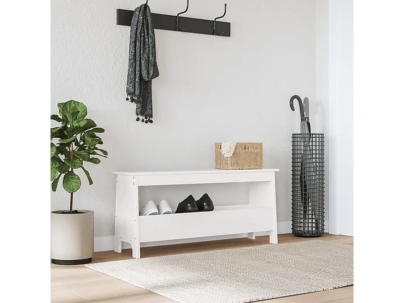Banc d'entrée blanc 100x28x45 cm bois de pin massif