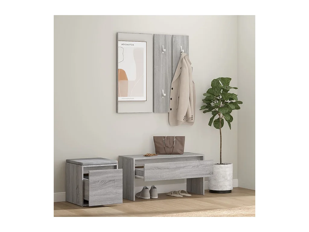 Flurmöbel-Set Sonoma Grau, Holzwerkstoff