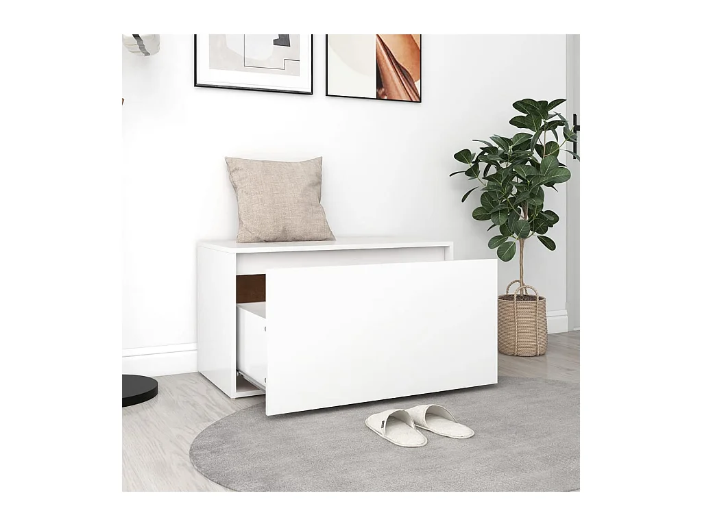 Banc d'entrée 80x40x45 cm Blanc Bois d’ingénierie