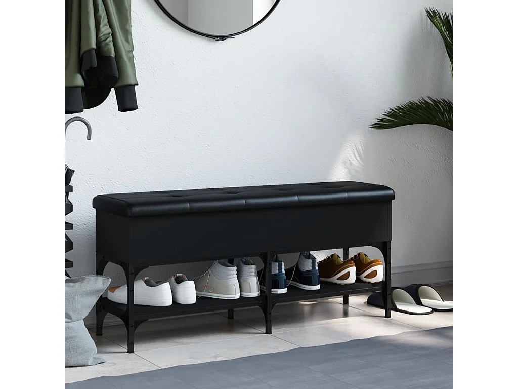 Banco zapatero negro 102x32x45 cm madera de ingeniería