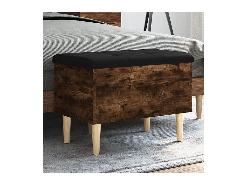 Panca contenitore in rovere affumicato 62x42x46 cm in legno ingegnerizzato