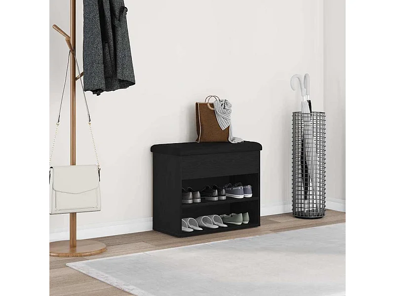 Panca portascarpe nera 60 x 30 x 48 cm in legno ingegnerizzato