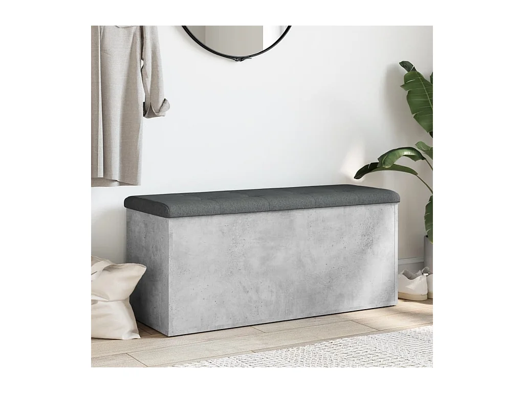 Betongraue Aufbewahrungsbank 102x42x45 cm Holzwerkstoff