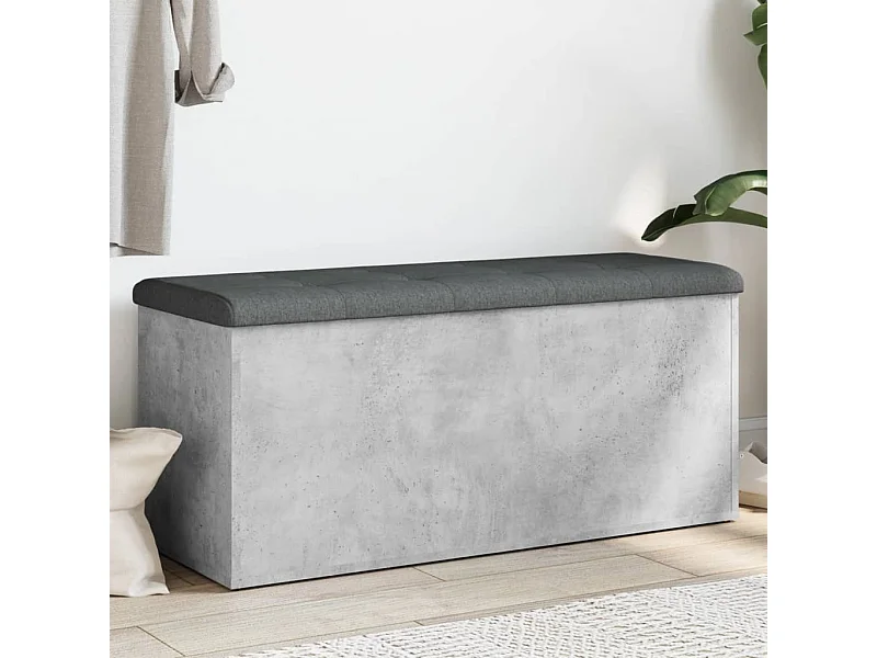 Panca contenitore grigio cemento 102x42x45 cm in legno ingegnerizzato