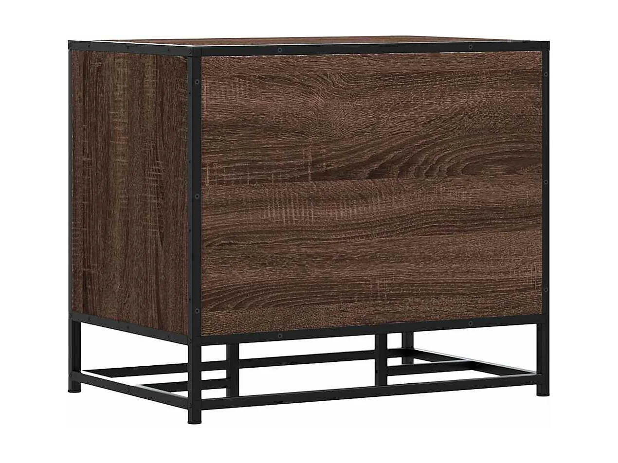 Panca portascarpe in rovere marrone realizzata in legno ingegnerizzato e metallo