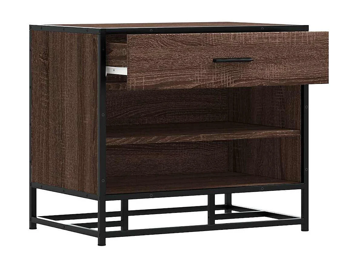 Panca portascarpe in rovere marrone realizzata in legno ingegnerizzato e metallo