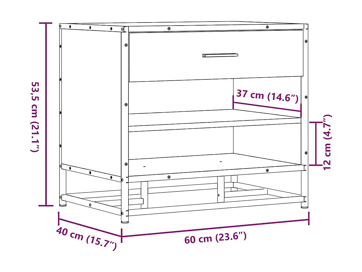 Panca portascarpe in rovere marrone realizzata in legno ingegnerizzato e metallo
