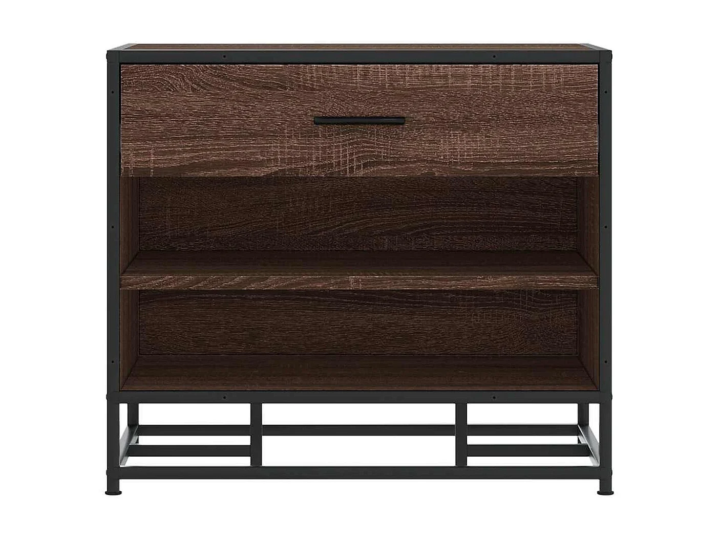 Panca portascarpe in rovere marrone realizzata in legno ingegnerizzato e metallo