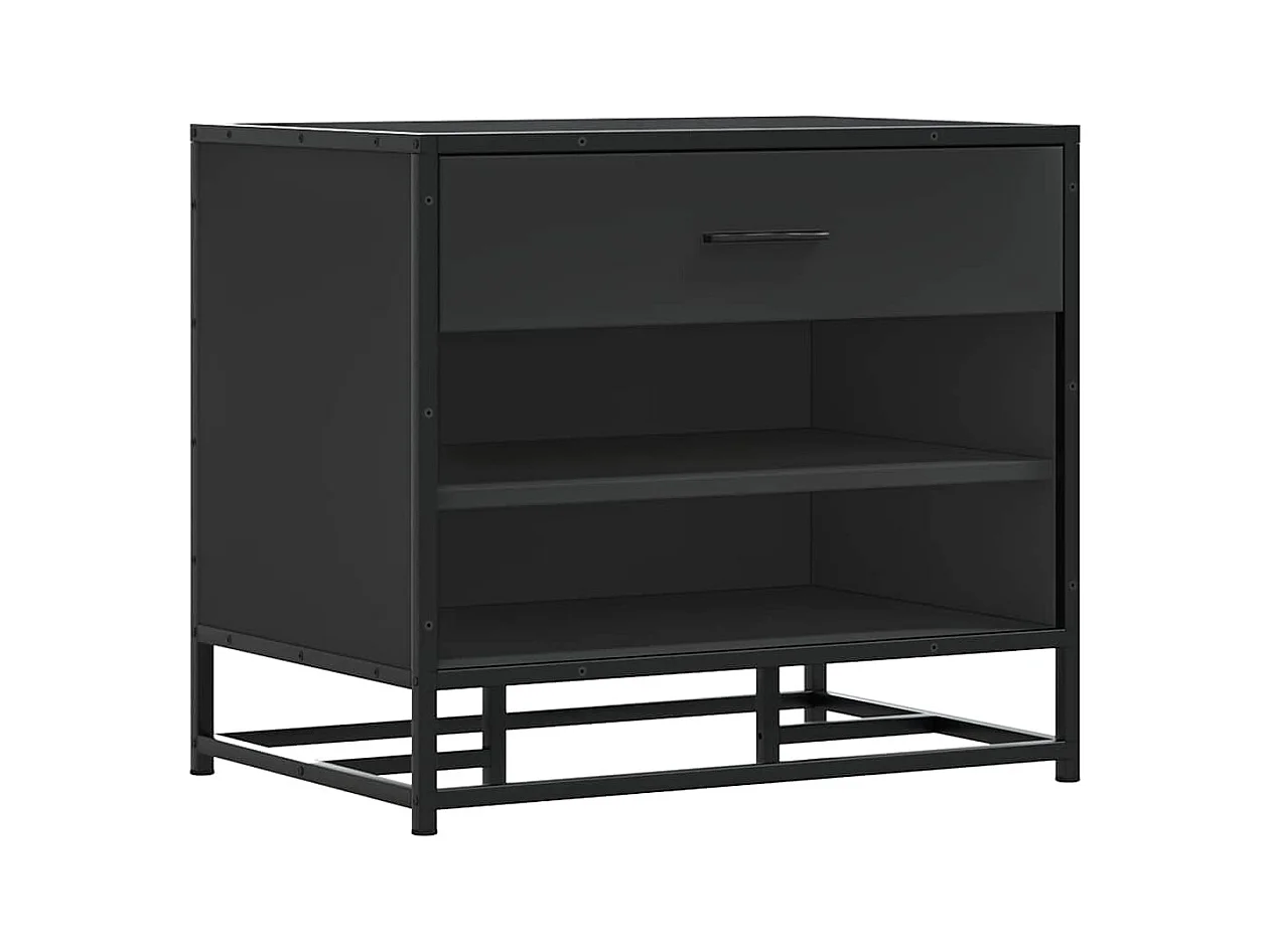 Banc à chaussures noir 60x40x53,5 cm bois d'ingénierie et métal