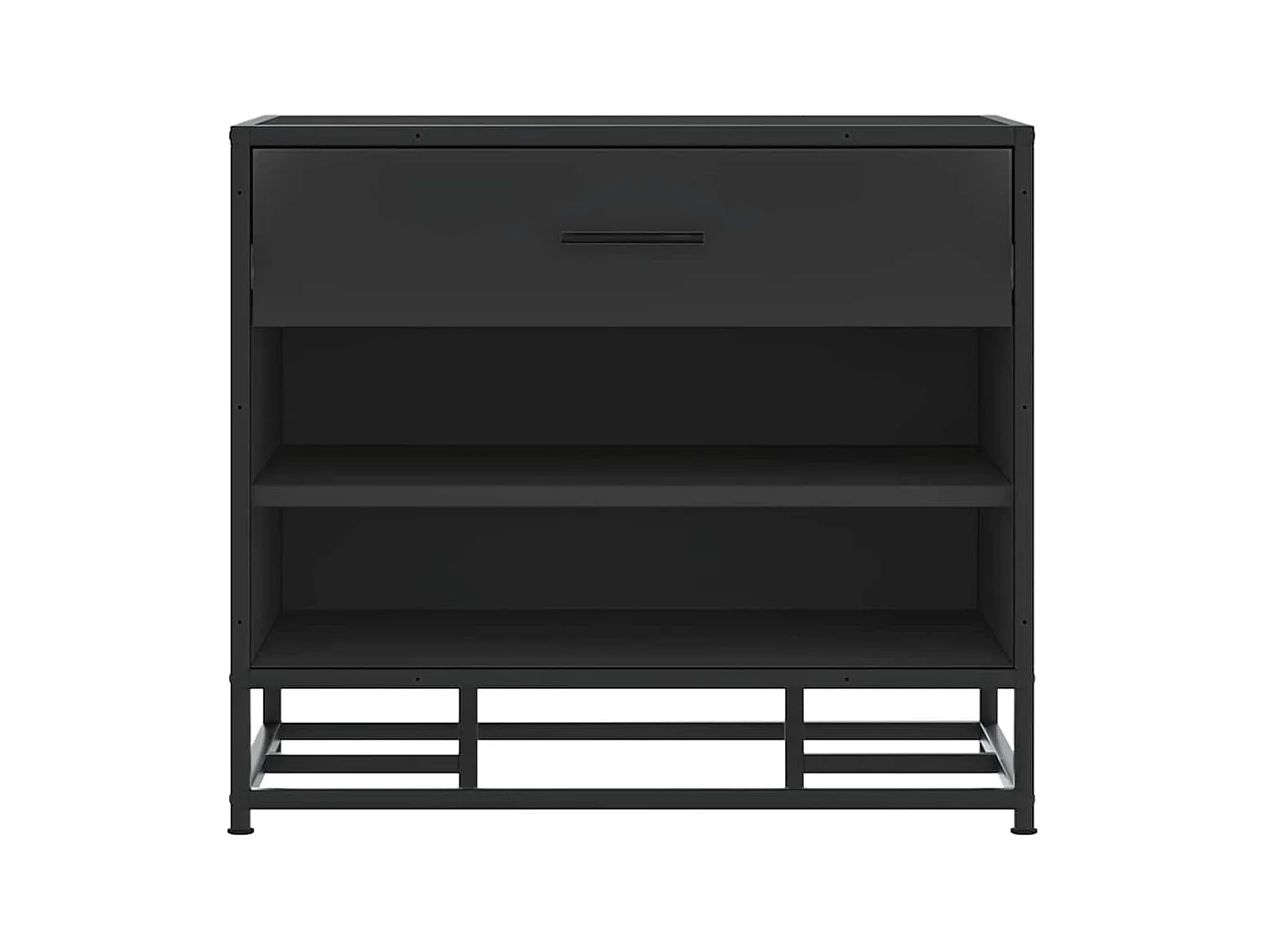 Banc à chaussures noir 60x40x53,5 cm bois d'ingénierie et métal