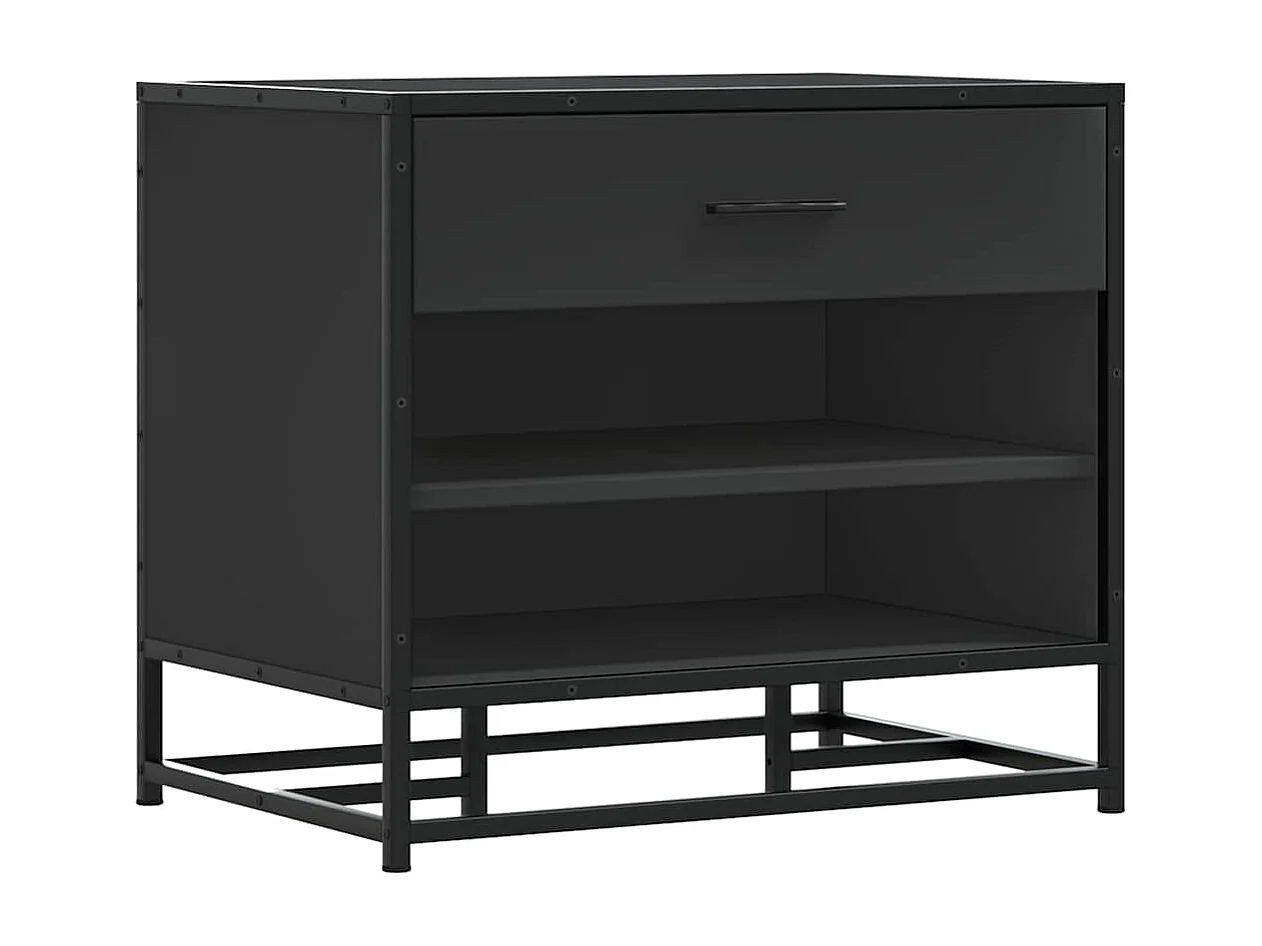 Banc à chaussures noir 60x40x53,5 cm bois d'ingénierie et métal