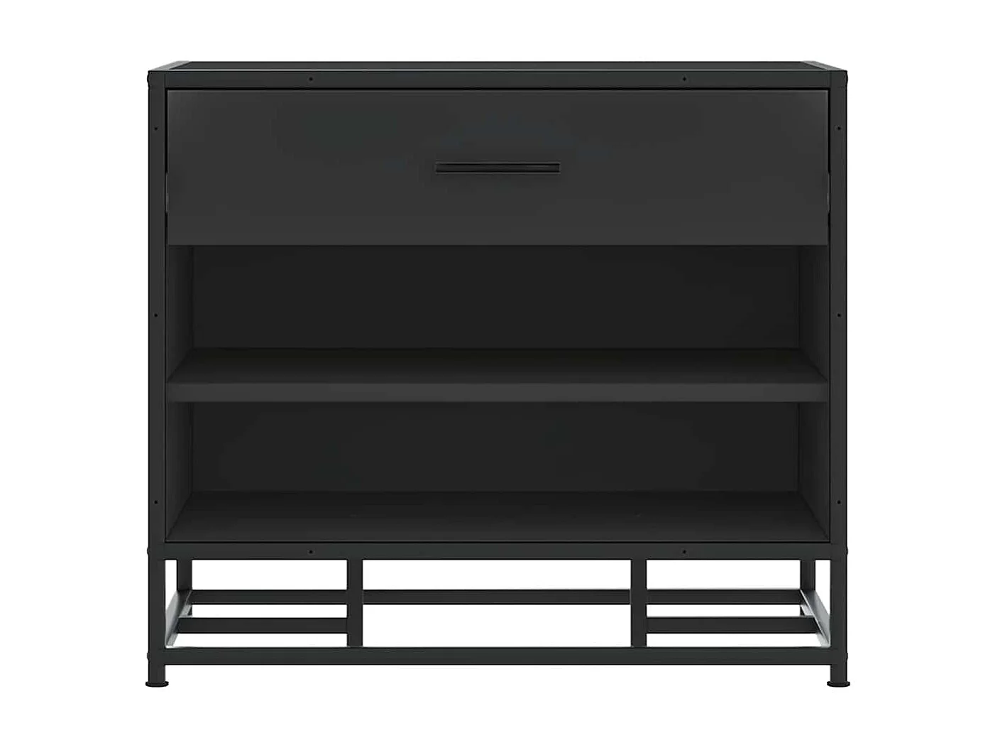 Banc à chaussures noir 60x40x53,5 cm bois d'ingénierie et métal