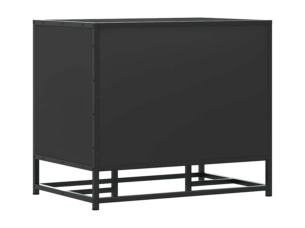 Banc à chaussures noir 60x40x53,5 cm bois d'ingénierie et métal