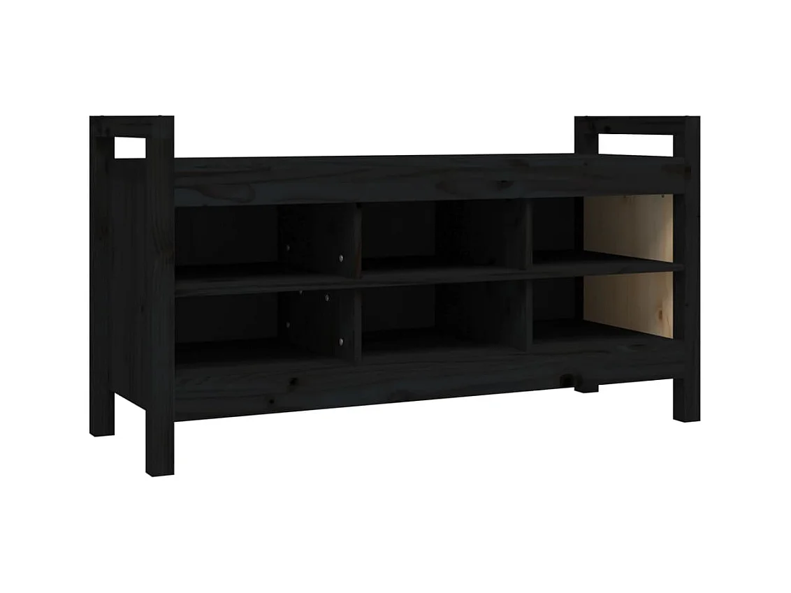Panca d'ingresso nera 110x40x60 cm Legno massello di pino