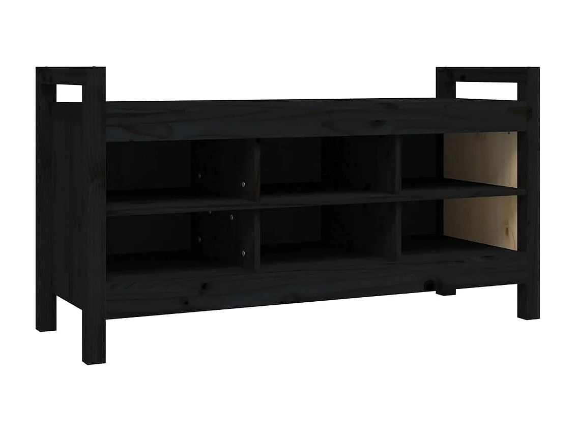 Banco de entrada negro 110x40x60 cm Madera maciza de pino
