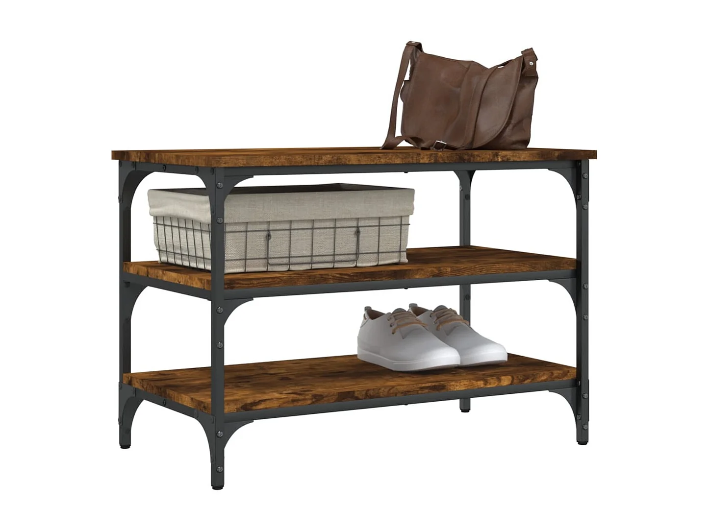 Schuhbank aus geräucherter Eiche 70x38,5x49 cm Holzwerkstoff