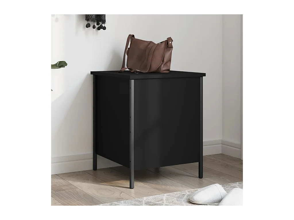 Panca contenitore nera 40x42,5x50 cm in legno ingegnerizzato