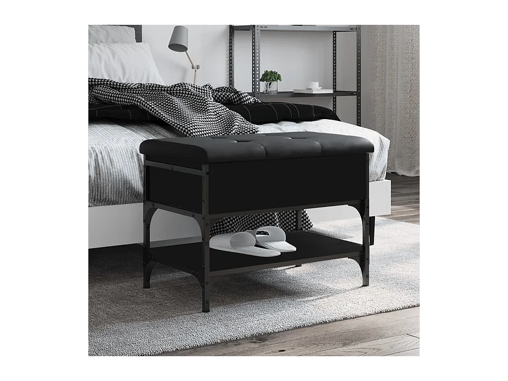 Panca portascarpe nera 62x42x45 cm in legno ingegnerizzato