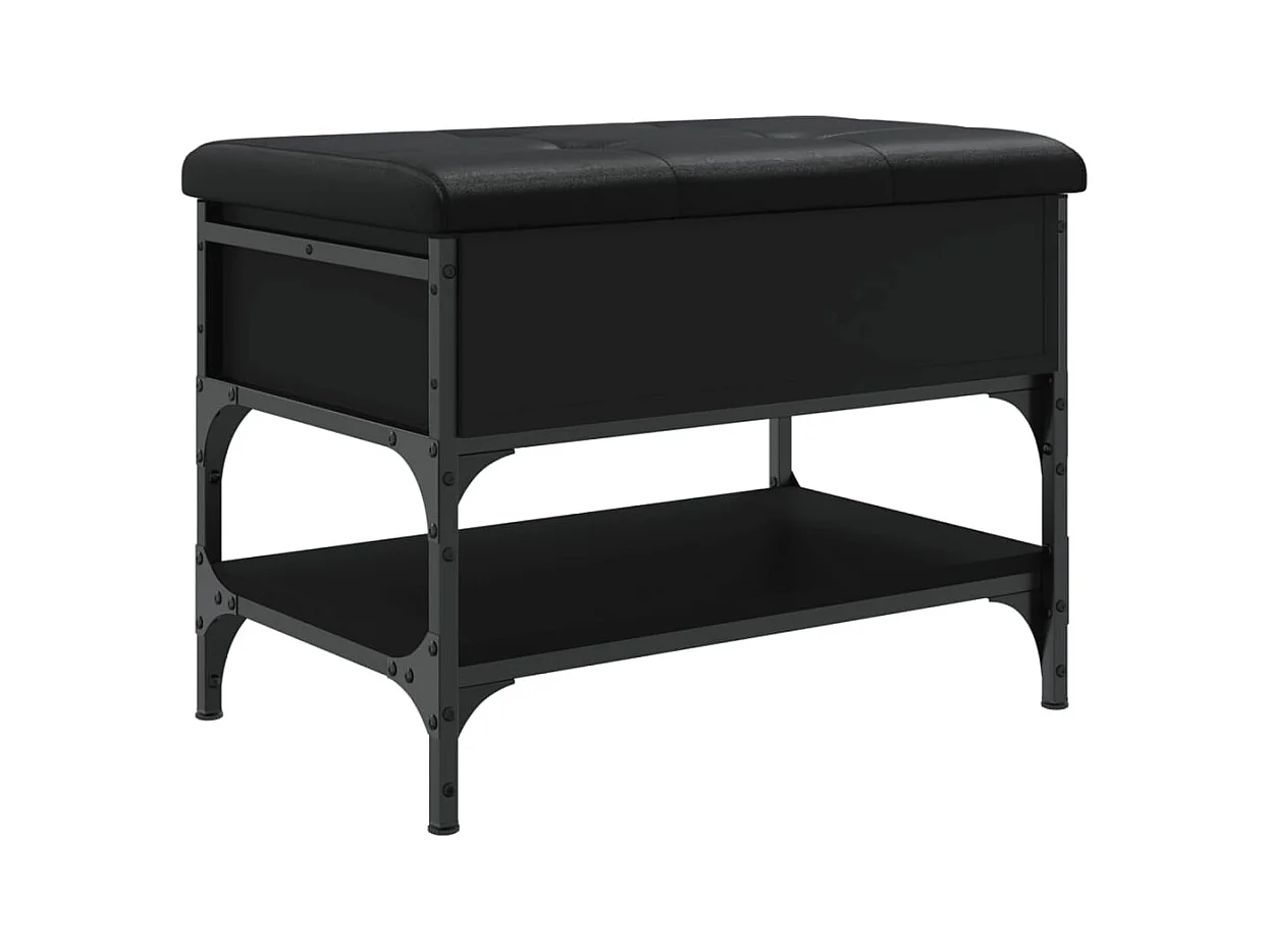 Panca portascarpe nera 62x42x45 cm in legno ingegnerizzato