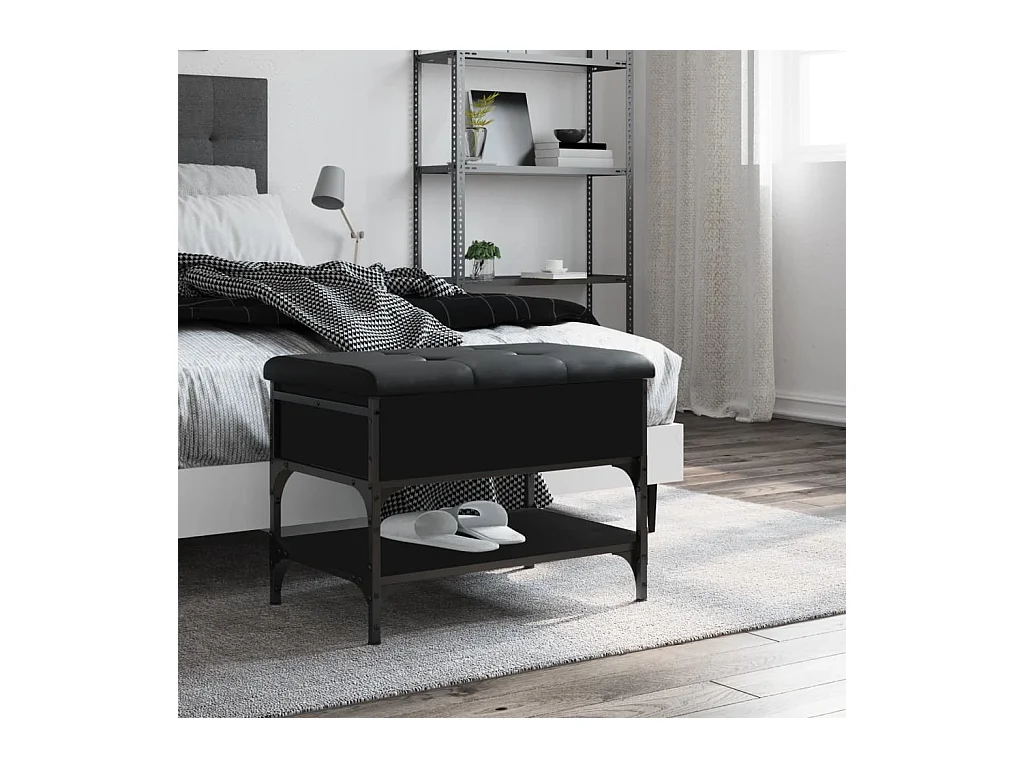 Panca portascarpe nera 62x42x45 cm in legno ingegnerizzato