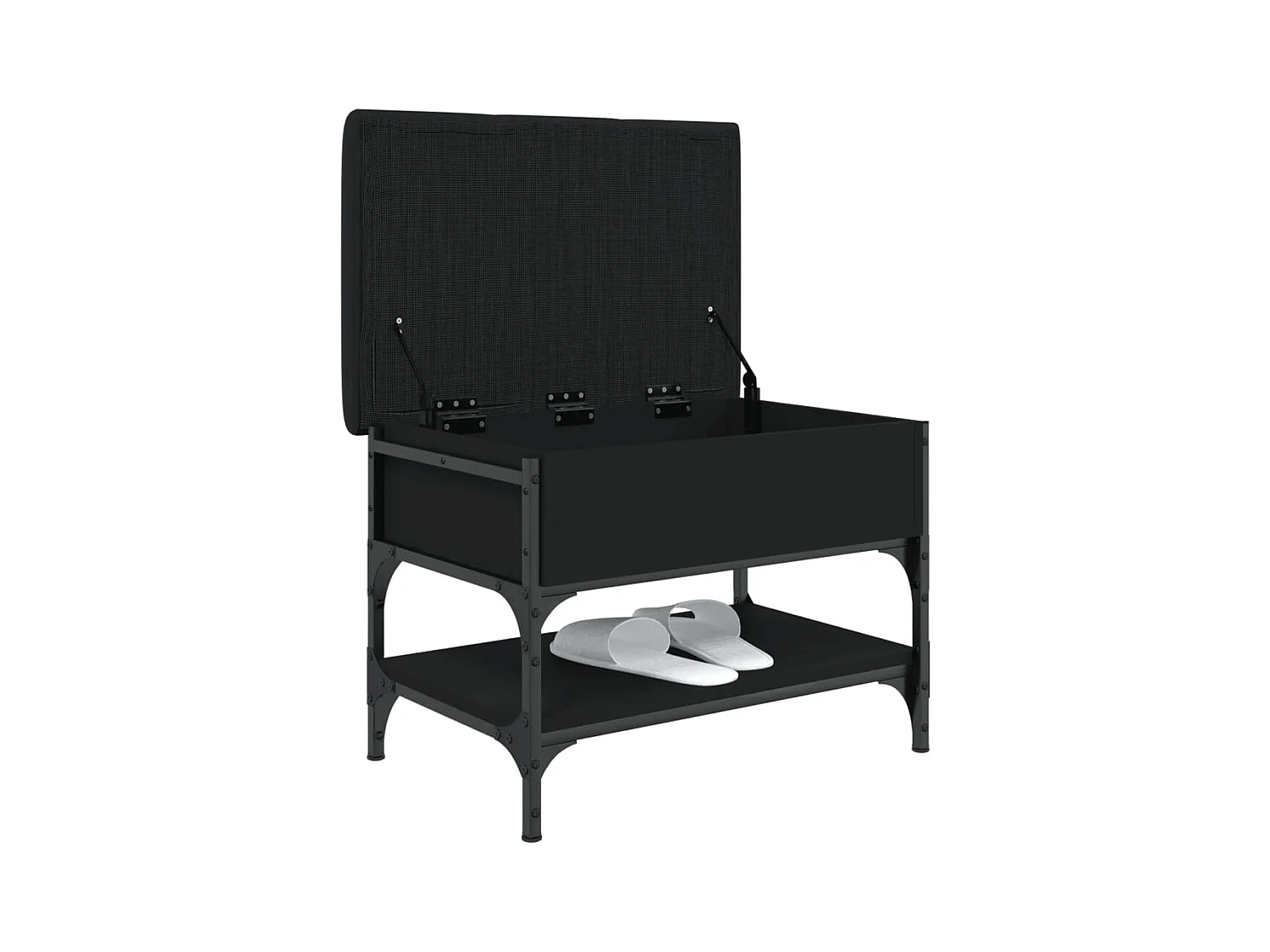 Panca portascarpe nera 62x42x45 cm in legno ingegnerizzato