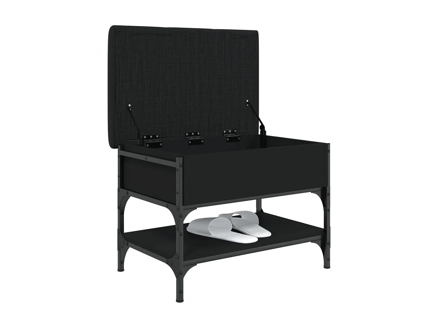Banco zapatero negro 62x42x45 cm madera de ingeniería