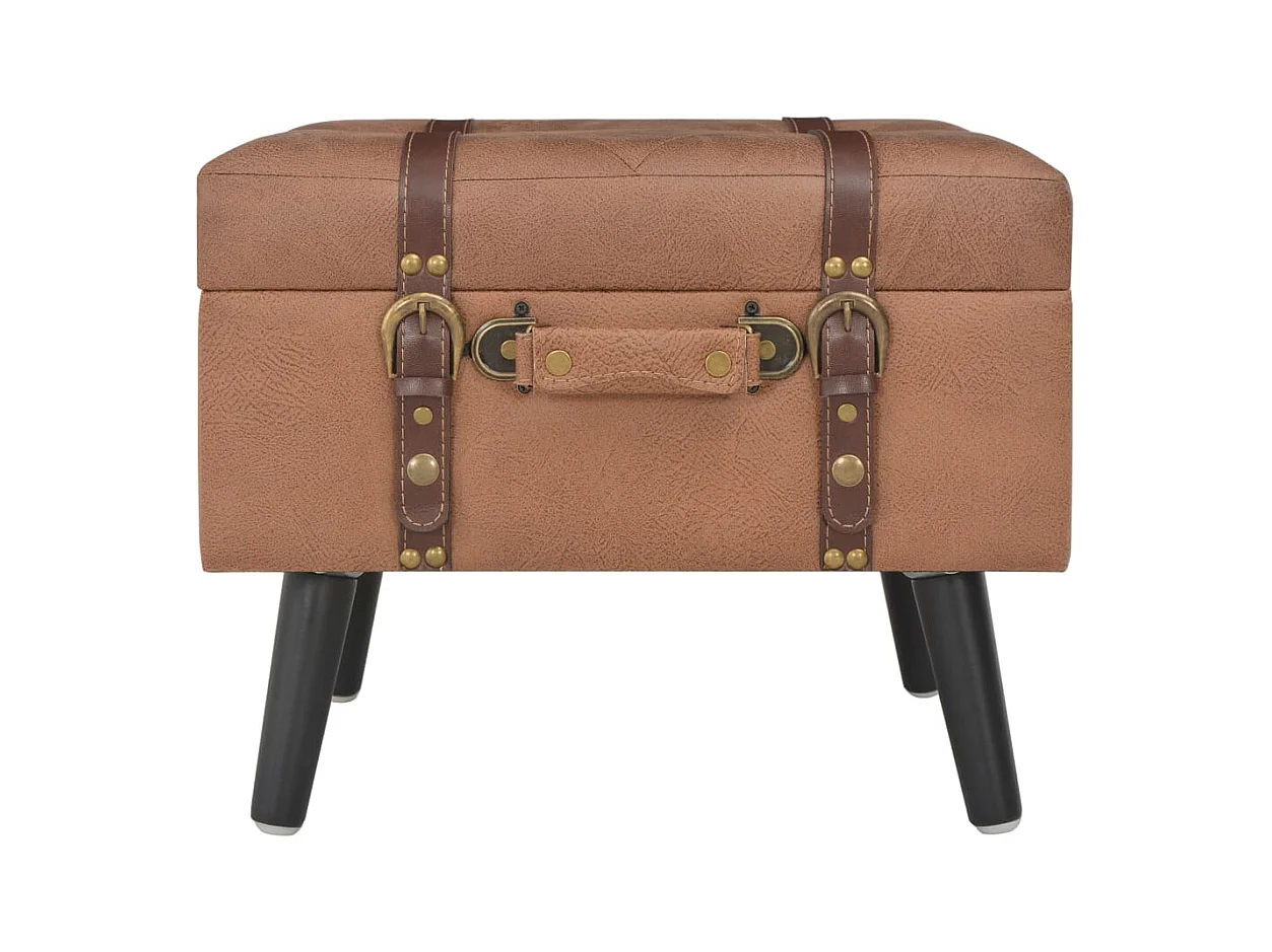 Sgabello contenitore in similpelle marrone da 40 cm