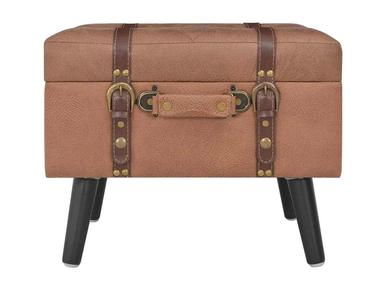 Sgabello contenitore in similpelle marrone da 40 cm