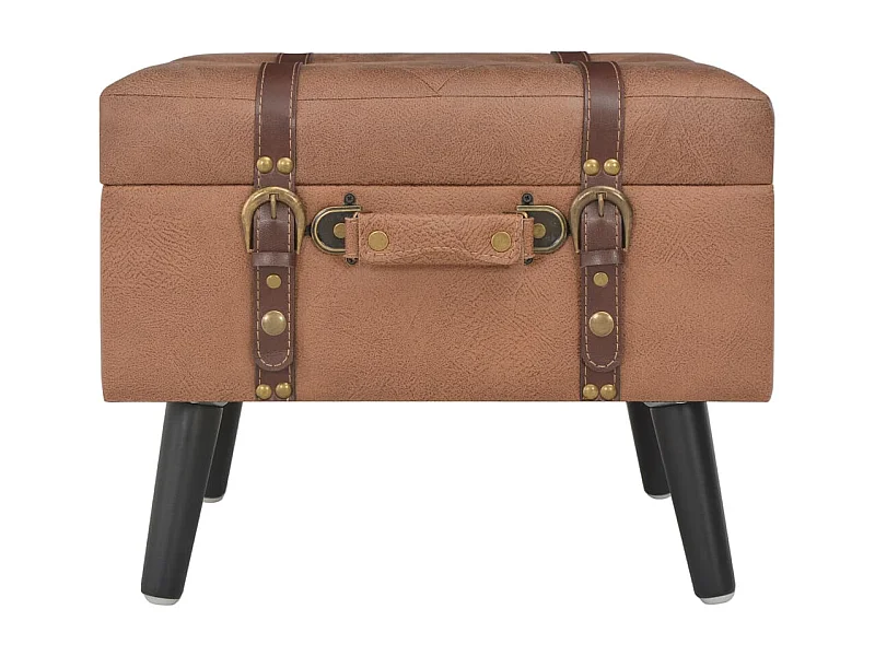 Sgabello contenitore in similpelle marrone da 40 cm