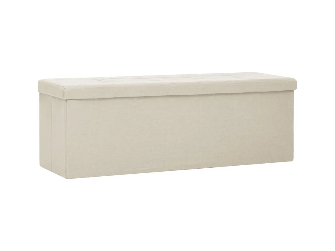 Klappbare Bank mit Stauraum aus Kunstleinen, cremeweiß