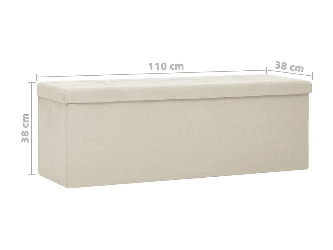 Panca contenitore pieghevole in finto lino bianco crema