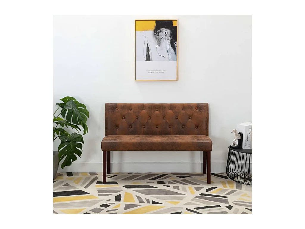 Bench 120 cm Brown Similicuir daim
