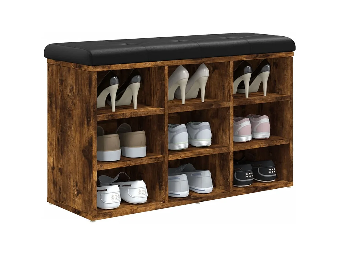 Schuhbank aus geräucherter Eiche 82x32x50 cm Holzwerkstoff