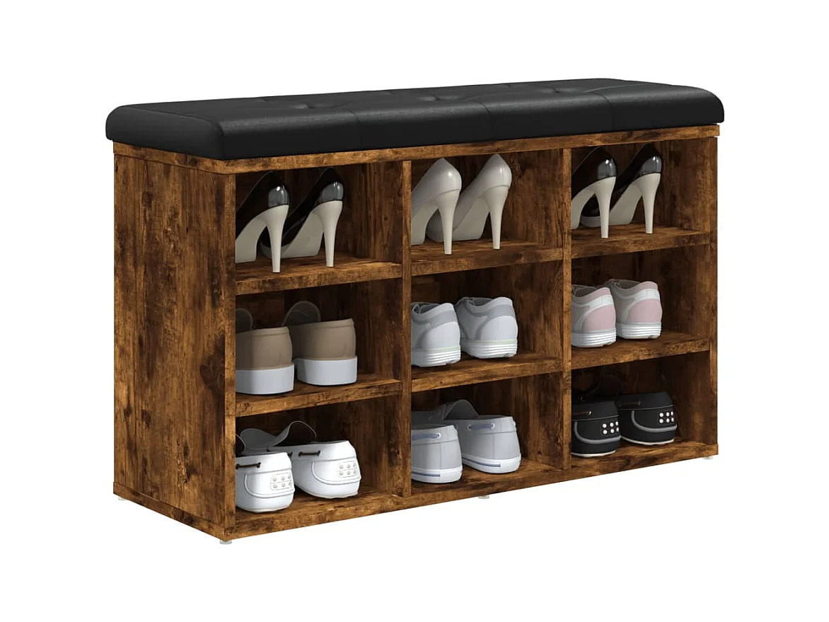Schuhbank aus geräucherter Eiche 82x32x50 cm Holzwerkstoff