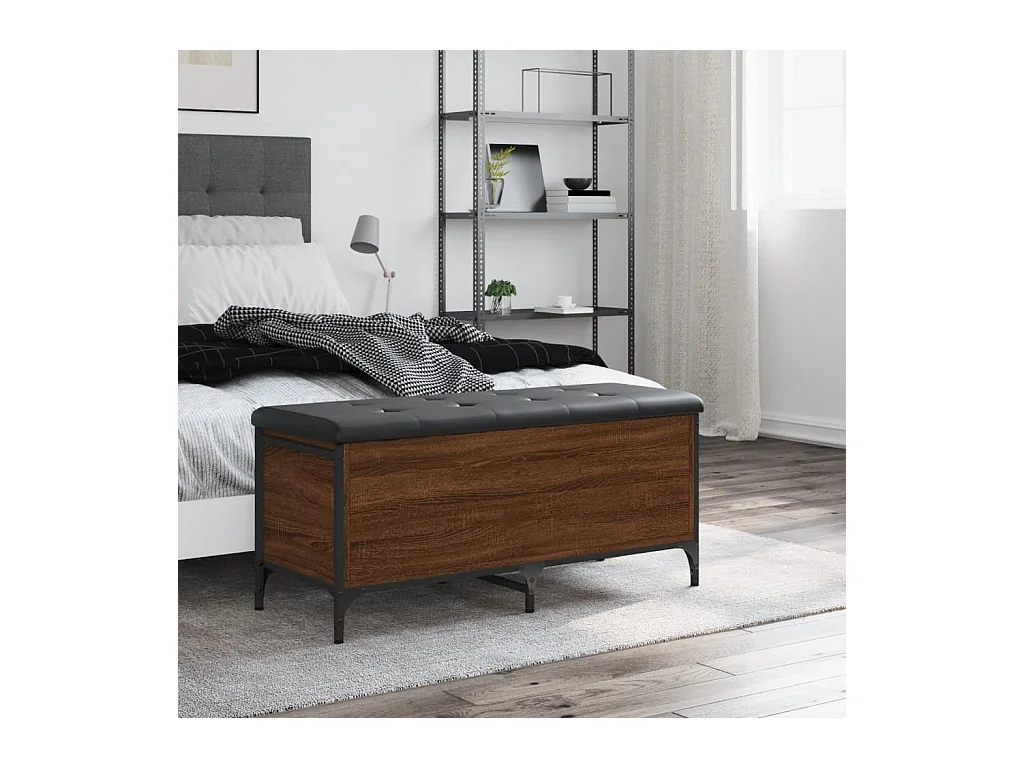 Braune Eichen-Truhenbank 102x42x45 cm Holzwerkstoff