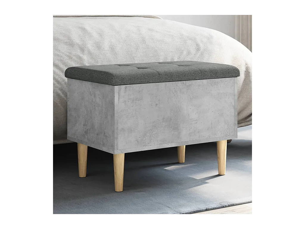 Banc de rangement gris béton 62x42x46 cm bois d'ingénierie