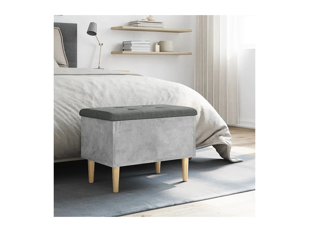Banc de rangement gris béton 62x42x46 cm bois d'ingénierie
