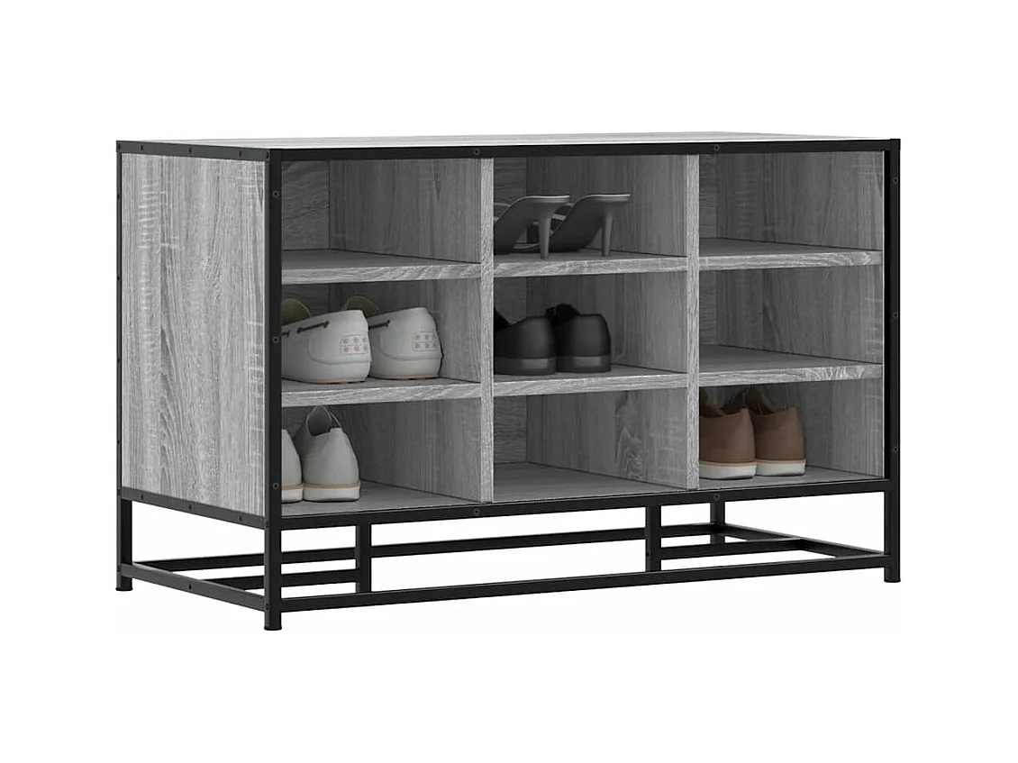 Panca portascarpe in legno ingegnerizzato e metallo grigio Sonoma