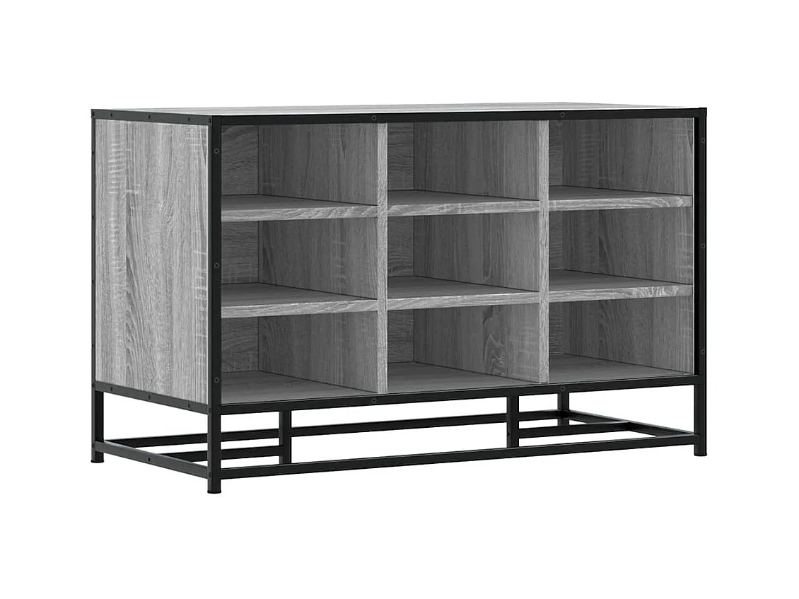 Panca portascarpe in legno ingegnerizzato e metallo grigio Sonoma