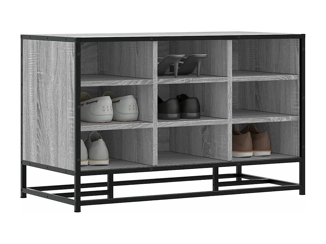 Panca portascarpe in legno ingegnerizzato e metallo grigio Sonoma