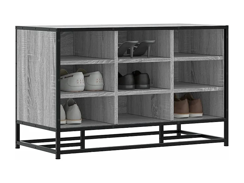 Panca portascarpe in legno ingegnerizzato e metallo grigio Sonoma